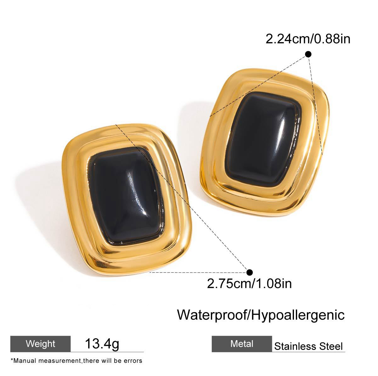 Three Styles Stainless Steel Agate Stud Earrings