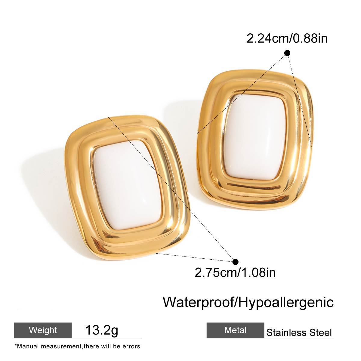Three Styles Stainless Steel Agate Stud Earrings