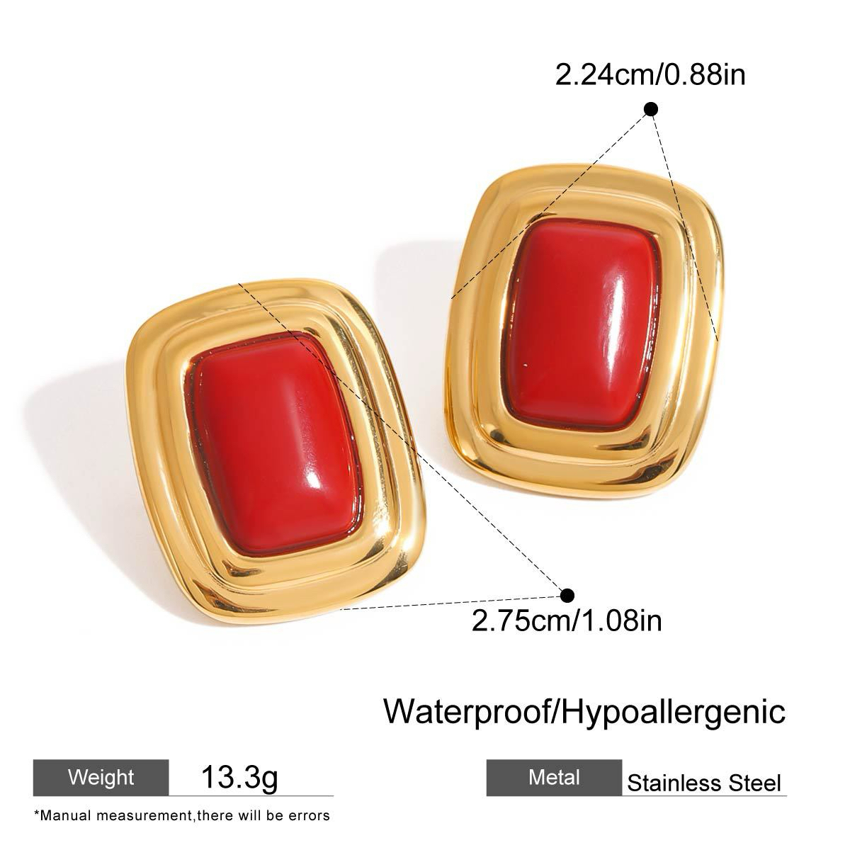 Three Styles Stainless Steel Agate Stud Earrings