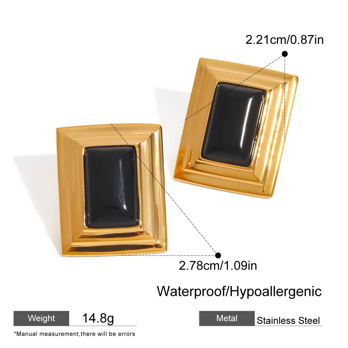 Three Styles Stainless Steel Agate Stud Earrings
