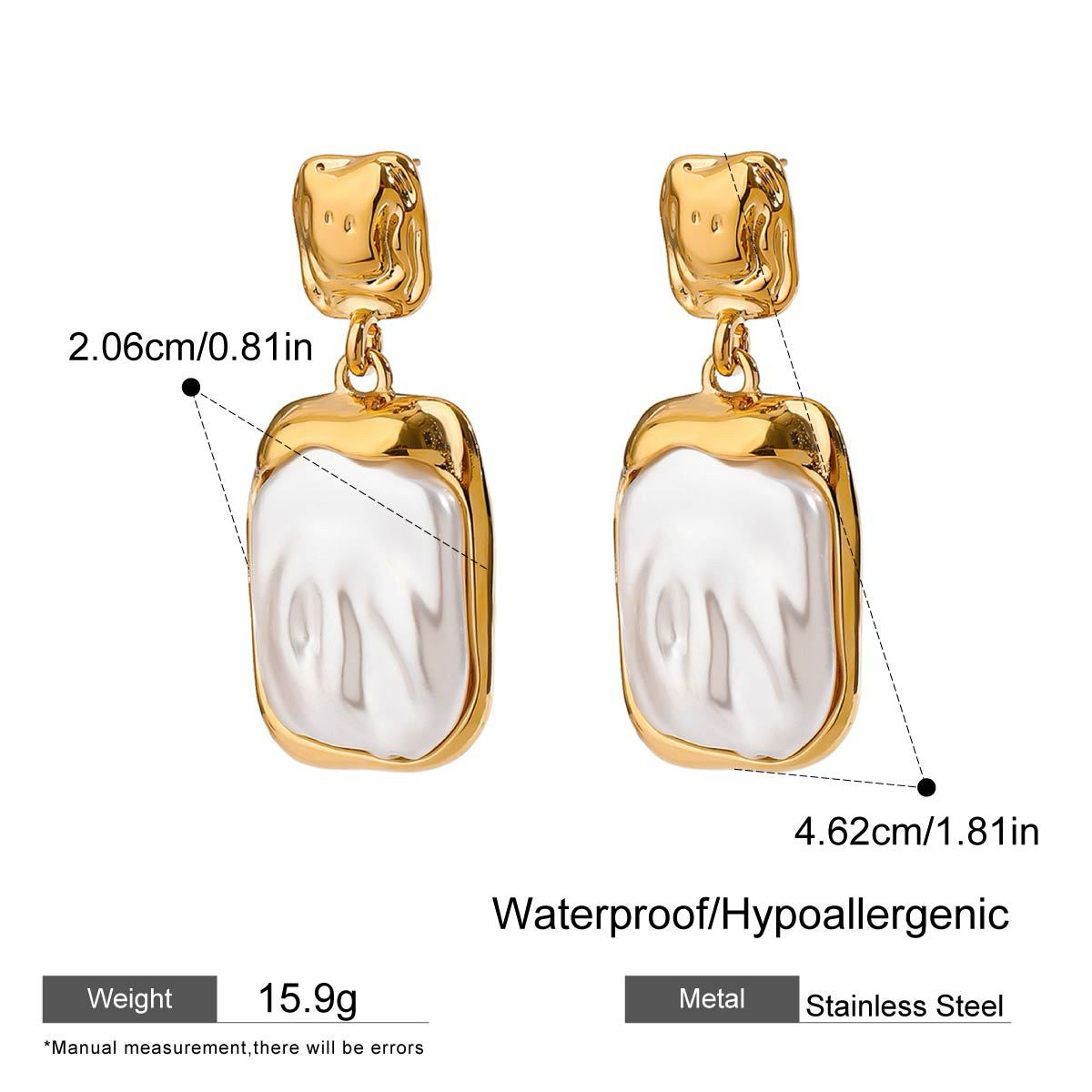 Stainless Steel Pearl Stud Earrings Luxury Elegant Earrings