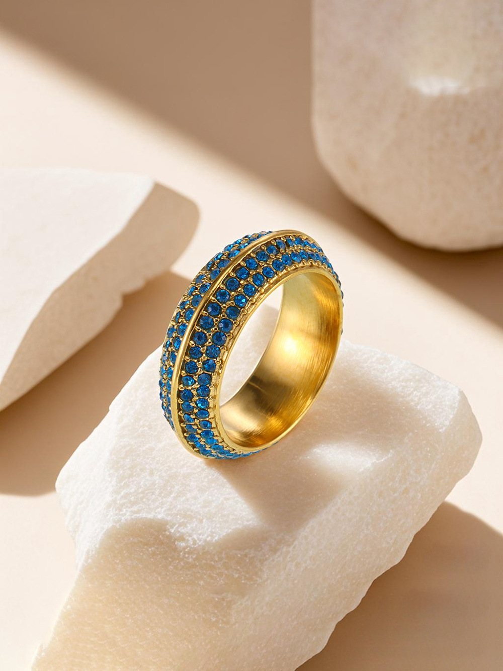 Luxury Four Row Full Zircon Stainless Steel Ring