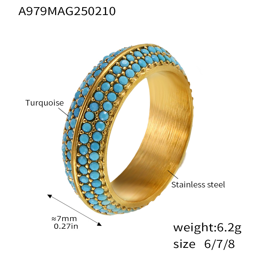 Luxury Four Row Full Zircon Stainless Steel Ring