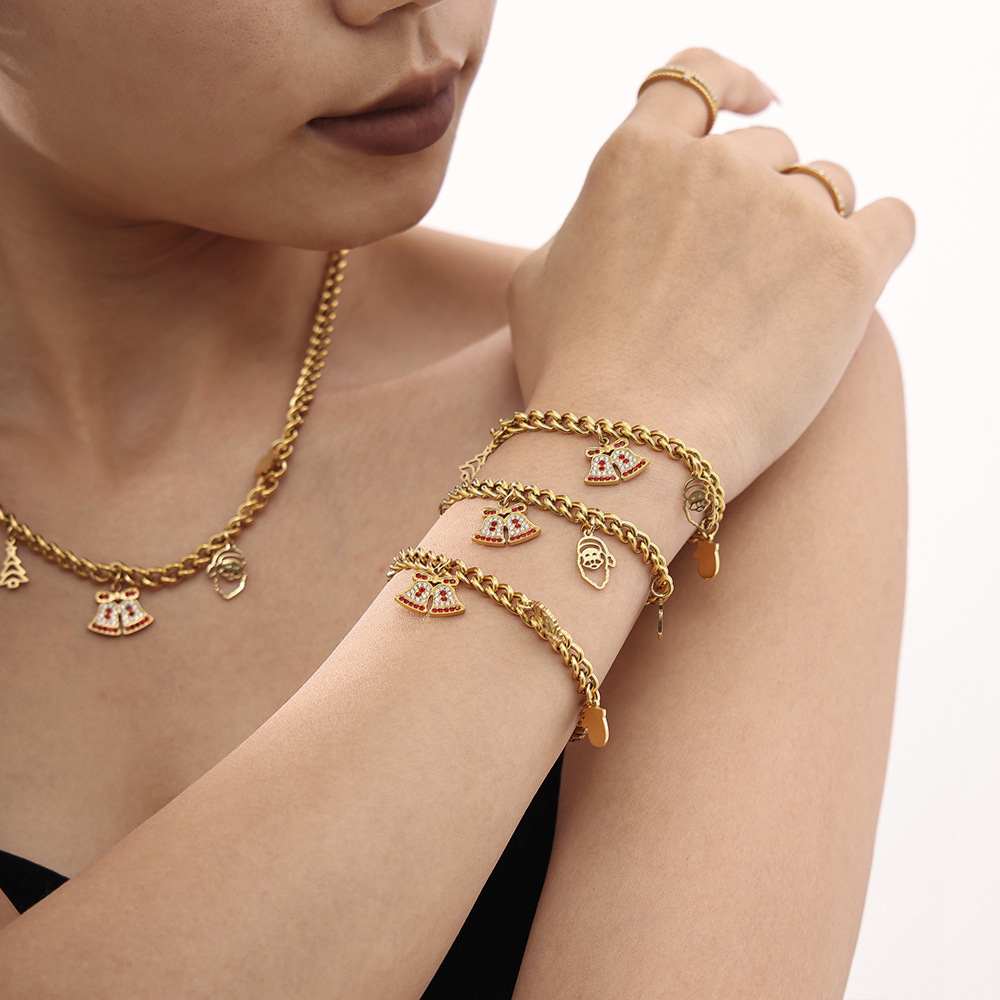Luxury Stainless Steel Necklace Bracelet and Earring Set for Christmas Gifts