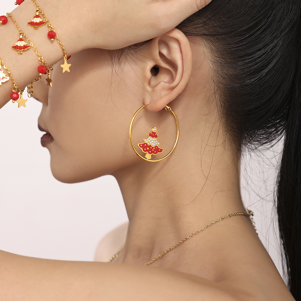 Luxury Stainless Steel Necklace Bracelet and Earring Set for Christmas Gifts