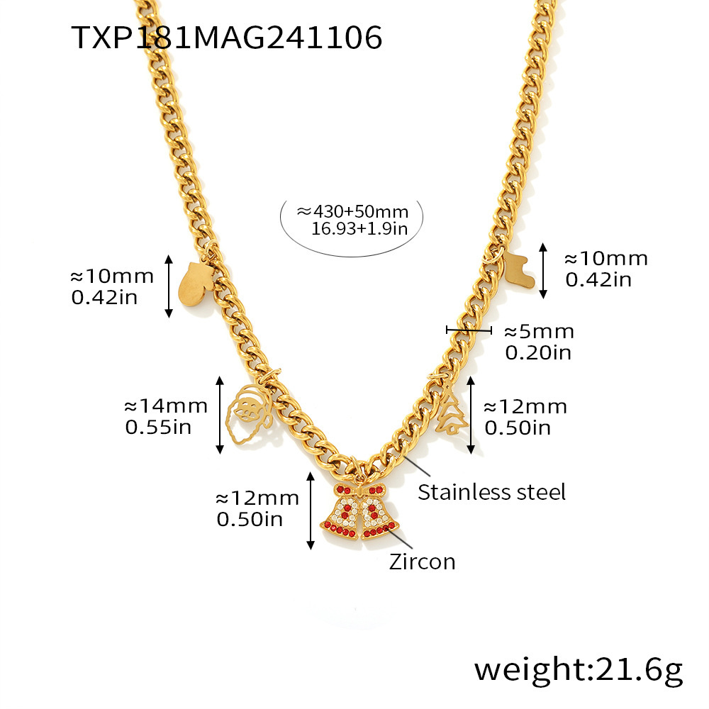 Christmas Series Fashion Rhinestone Bell and Santa Necklace and Bracelet Set