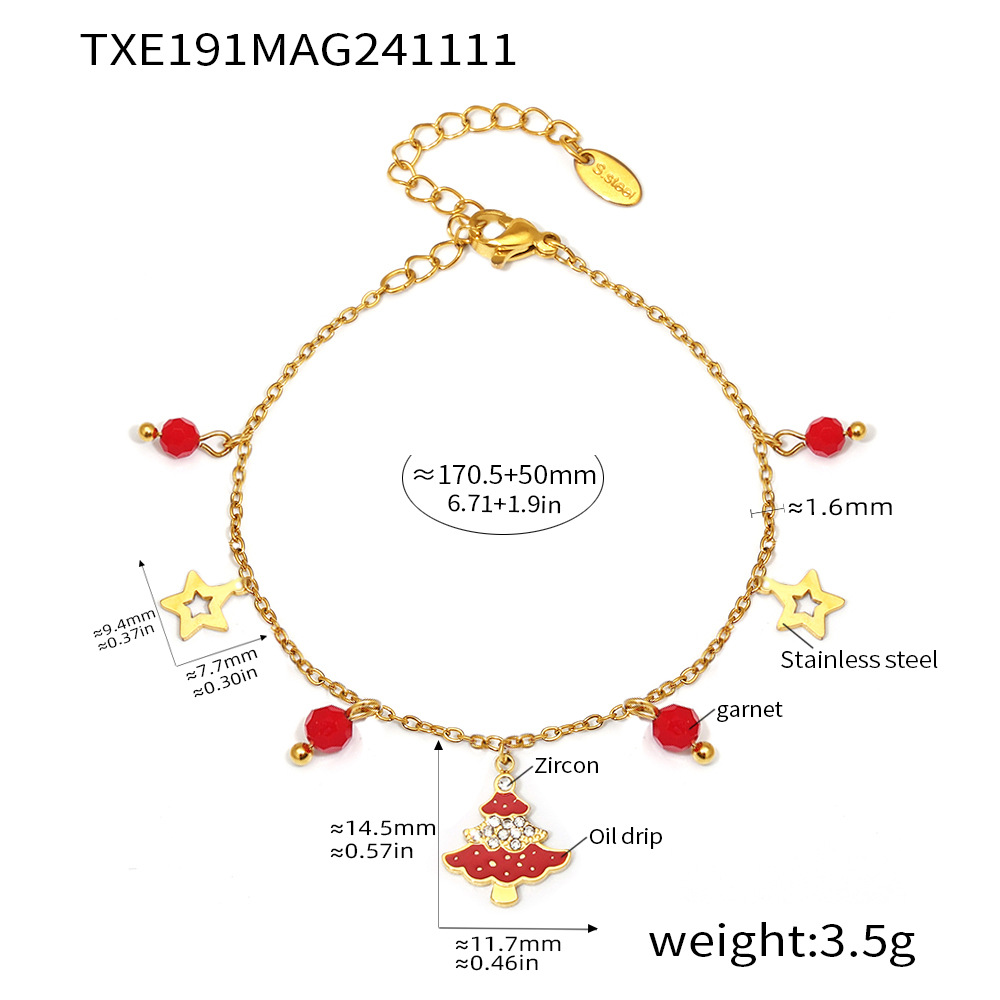 Fashion Christmas Tree Earrings Necklace and Bracelet Set with Pomegranate Star Pendant