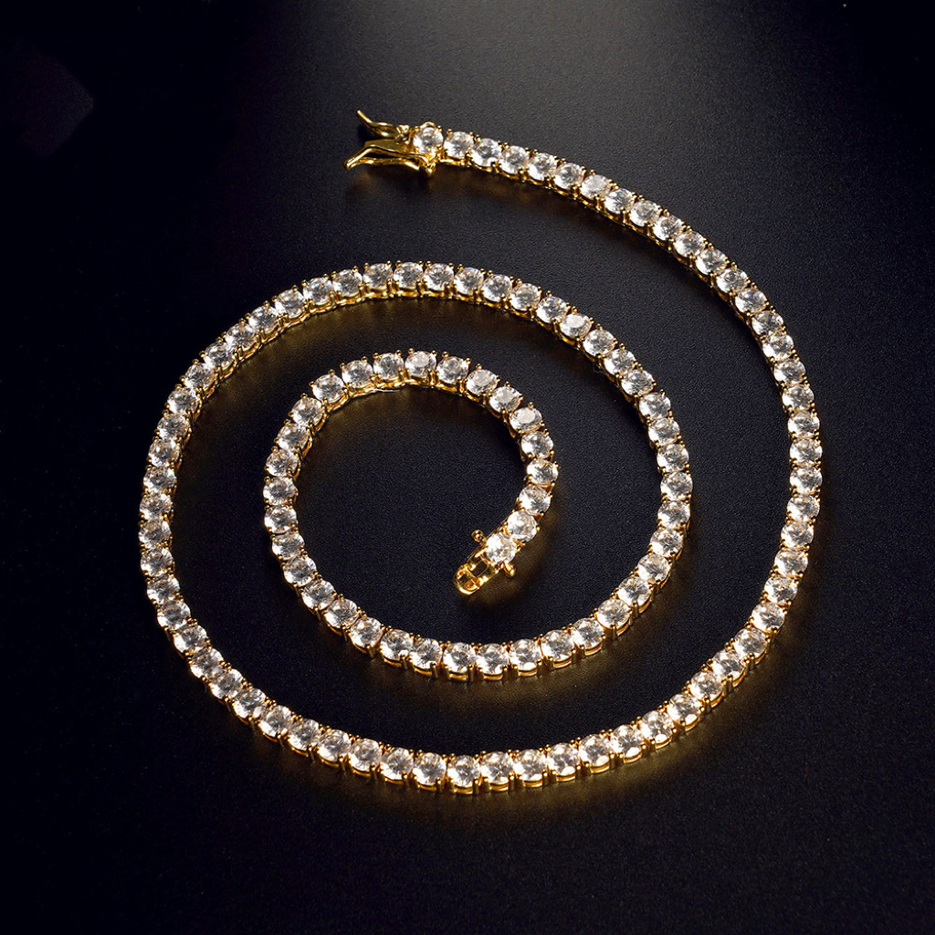 Luxury 925 Sterling Silver Tennis Chain with Zircon Stones Available in 2mm 3mm 4mm 5mm