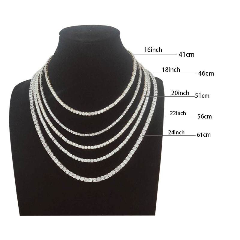Luxury 925 Sterling Silver Tennis Chain with Zircon Stones Available in 2mm 3mm 4mm 5mm
