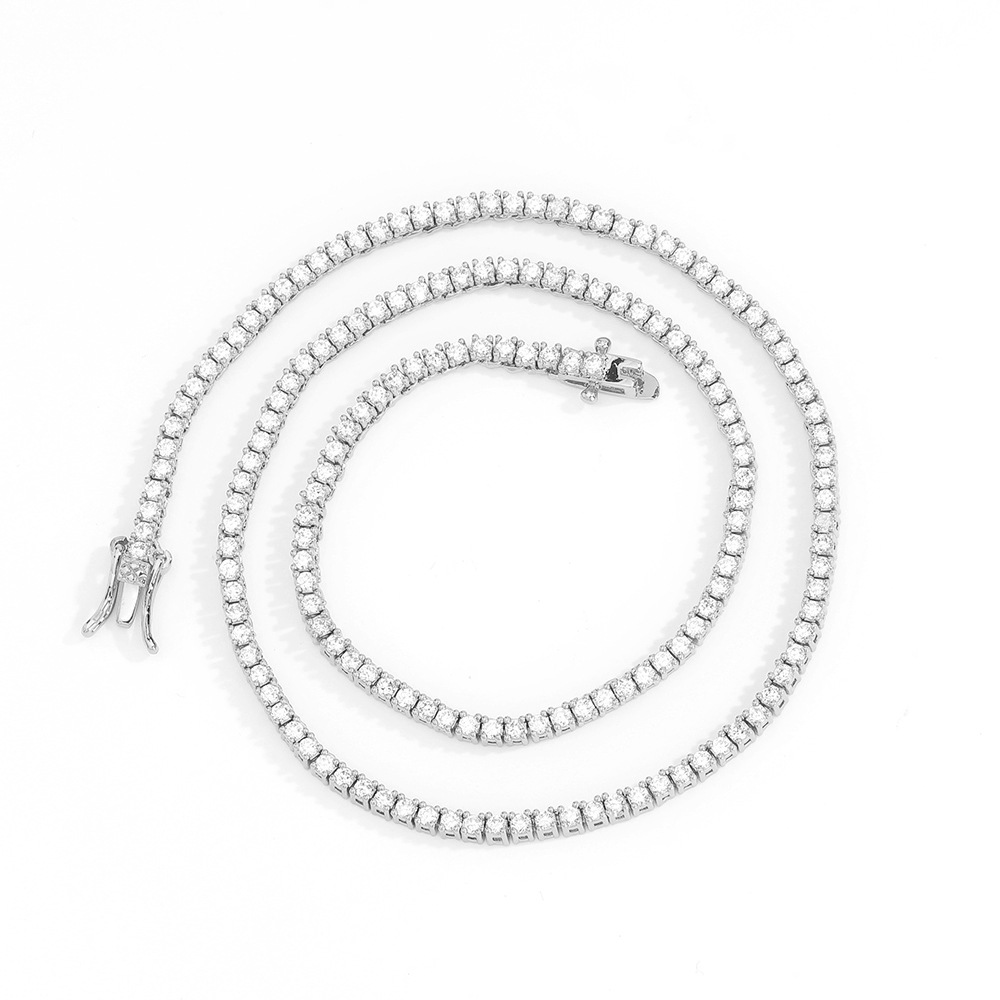 Luxury 925 Sterling Silver Tennis Chain with Zircon Stones Available in 2mm 3mm 4mm 5mm