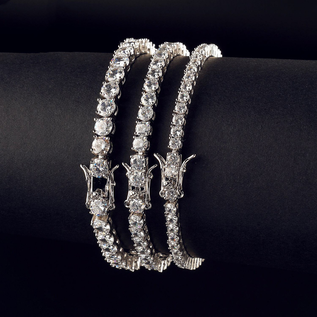 Luxury 925 Sterling Silver Tennis Bracelet with Zircon Stones Available in 2mm 3mm 4mm 5mm