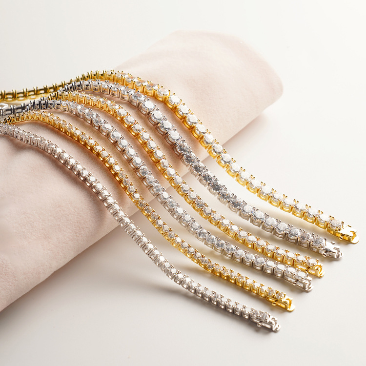 Luxury 925 Sterling Silver Tennis Bracelet with Zircon Stones Available in 2mm 3mm 4mm 5mm