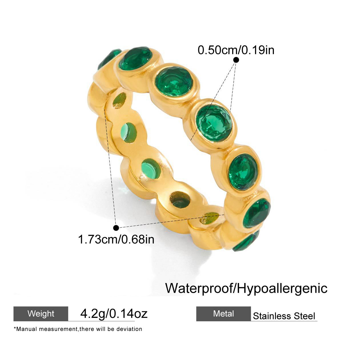 Stainless Steel Zircon Ring 18K Gold Plated Titanium Steel Ring with Heart Round Rectangle and Teard