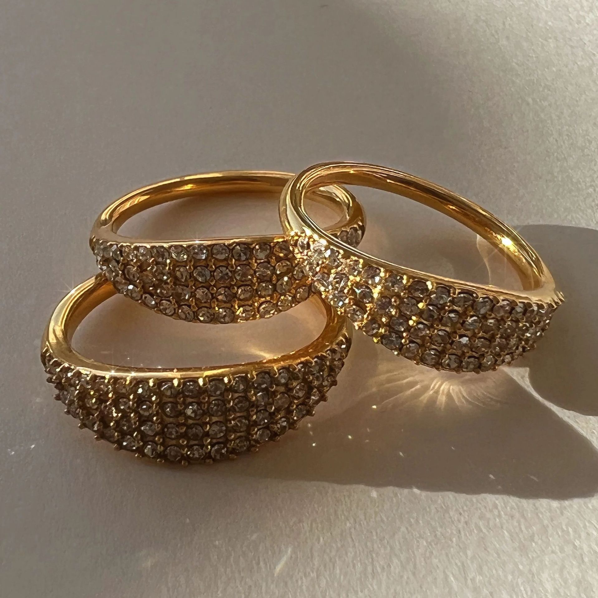 18K Gold Plated Stainless Steel Full Zircon Titanium Steel Ring