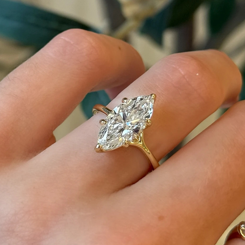 Sparkling Vintage Marquise Stainless Steel Ring Luxury Design Sizes 6 to 9