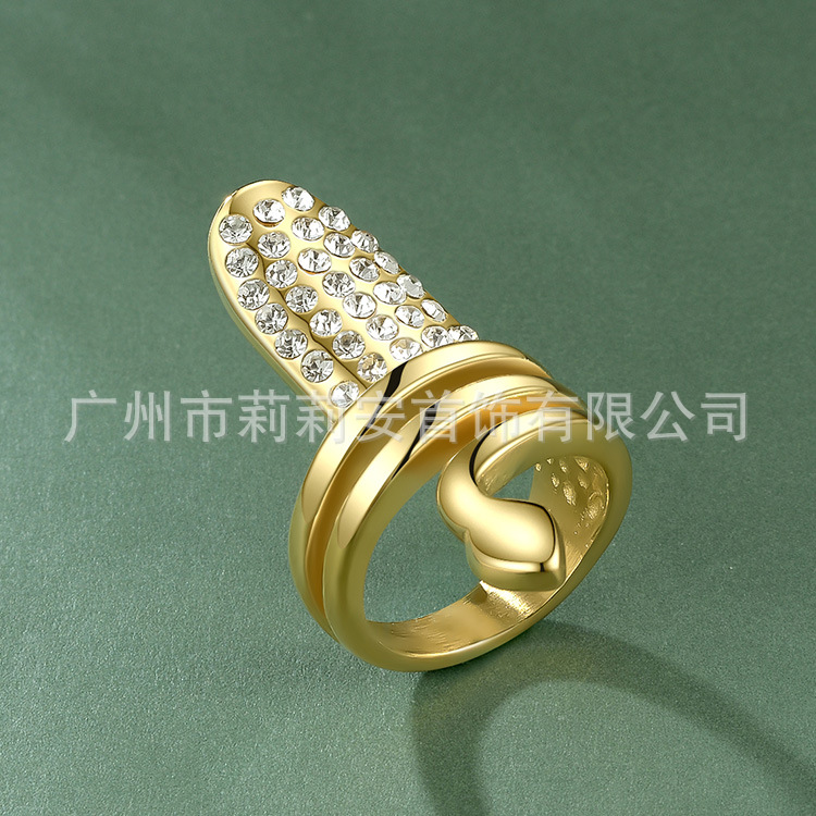 18K Gold Plated Titanium Steel Snake Ring with Zircon Pinky Ring