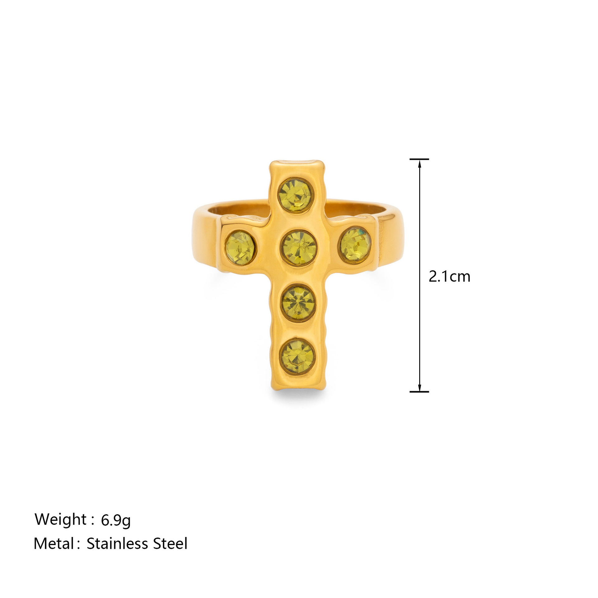 18K Gold Plated Zircon Cross Ring Trendy Fashion Design