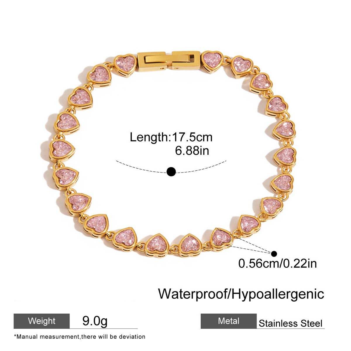 Stainless Steel Three Styles Pink Zircon Bracelets with Custom Matching Necklace