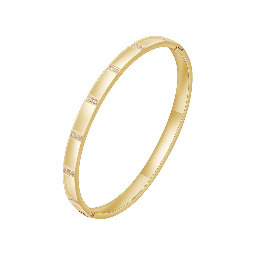 18K Gold Plated Titanium Steel Bamboo Bracelets Four Styles
