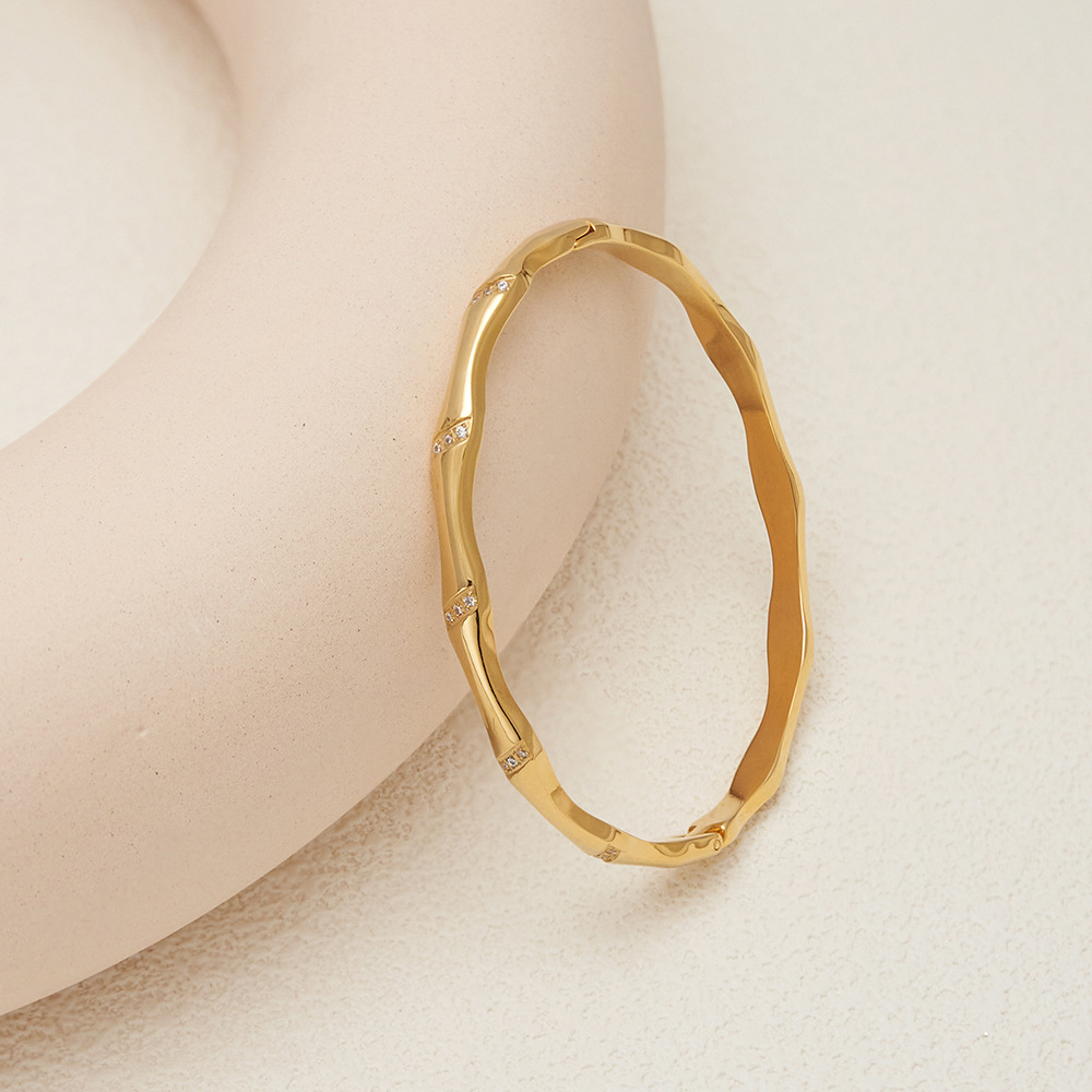 18K Gold Plated Titanium Steel Bamboo Bracelets Four Styles