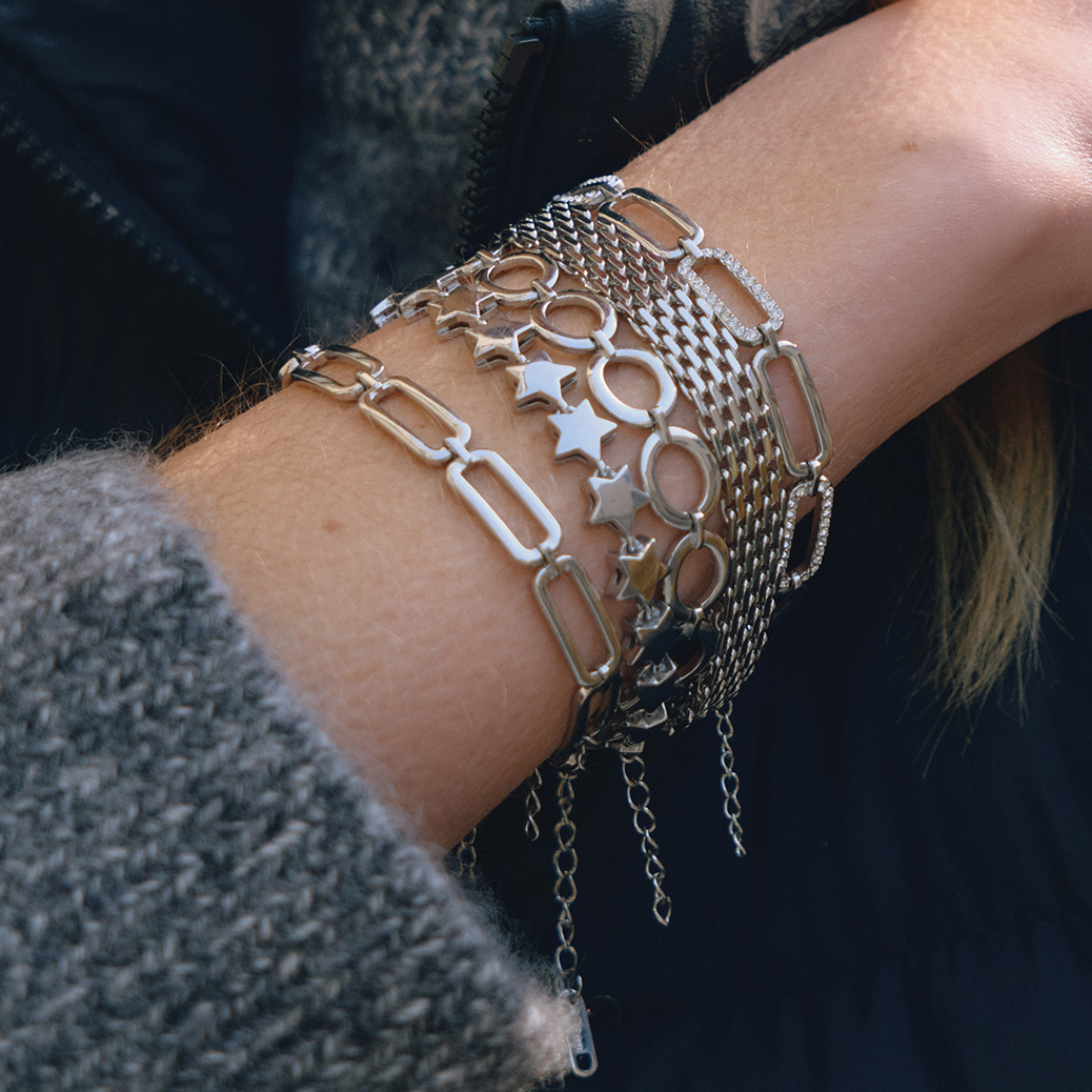 Five Designs Stainless Steel Silver Bracelet Non Tarnish Luxury Style