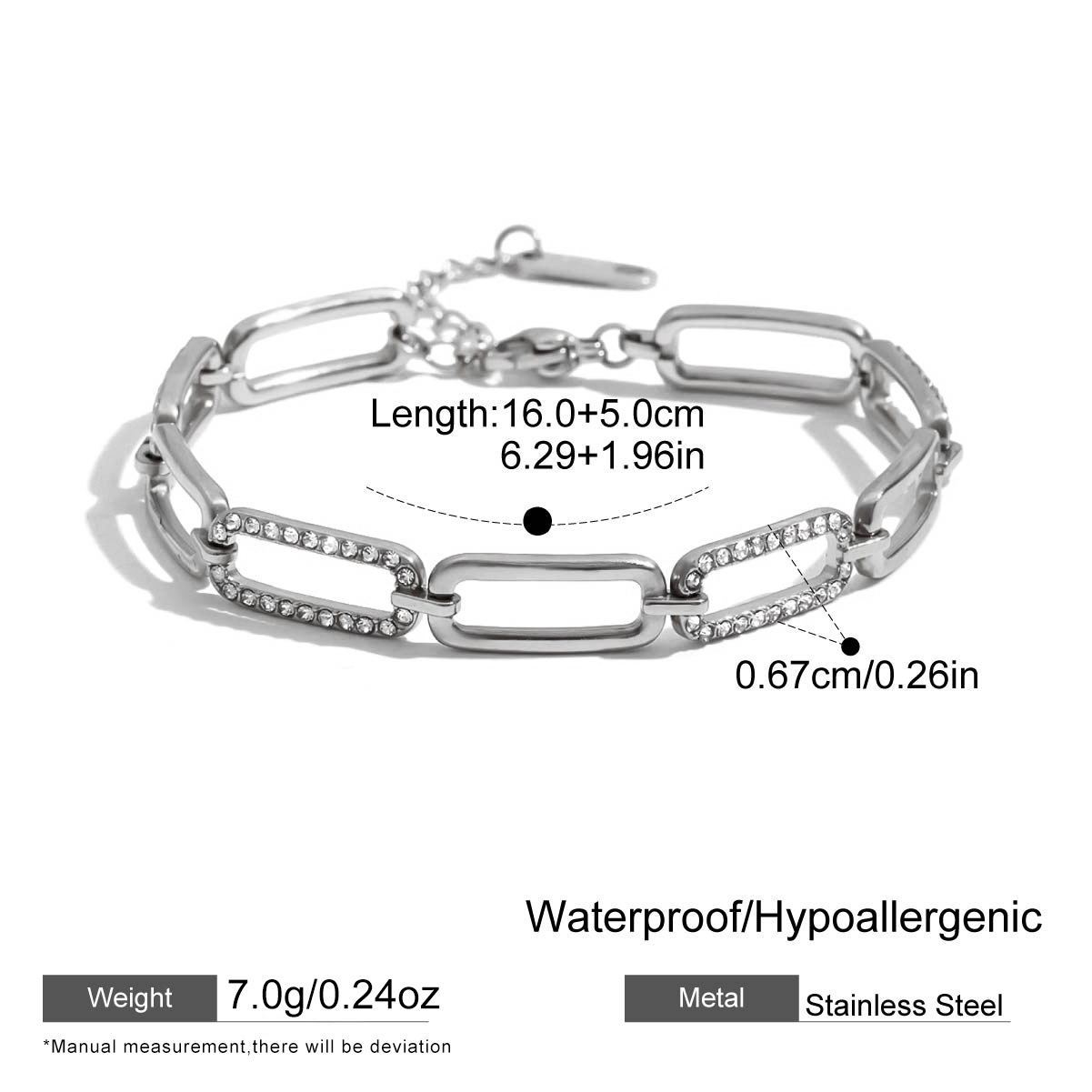 Five Designs Stainless Steel Silver Bracelet Non Tarnish Luxury Style