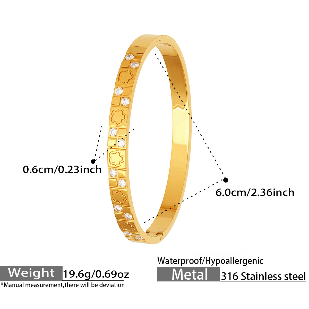 Four Designs Stainless Steel Zircon Bracelet with Secure Clasp and Sparkling Stones