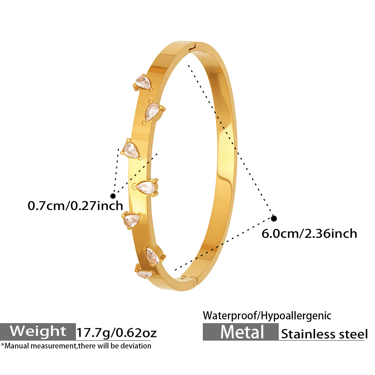 Four Designs Stainless Steel Zircon Bracelet with Secure Clasp and Sparkling Stones
