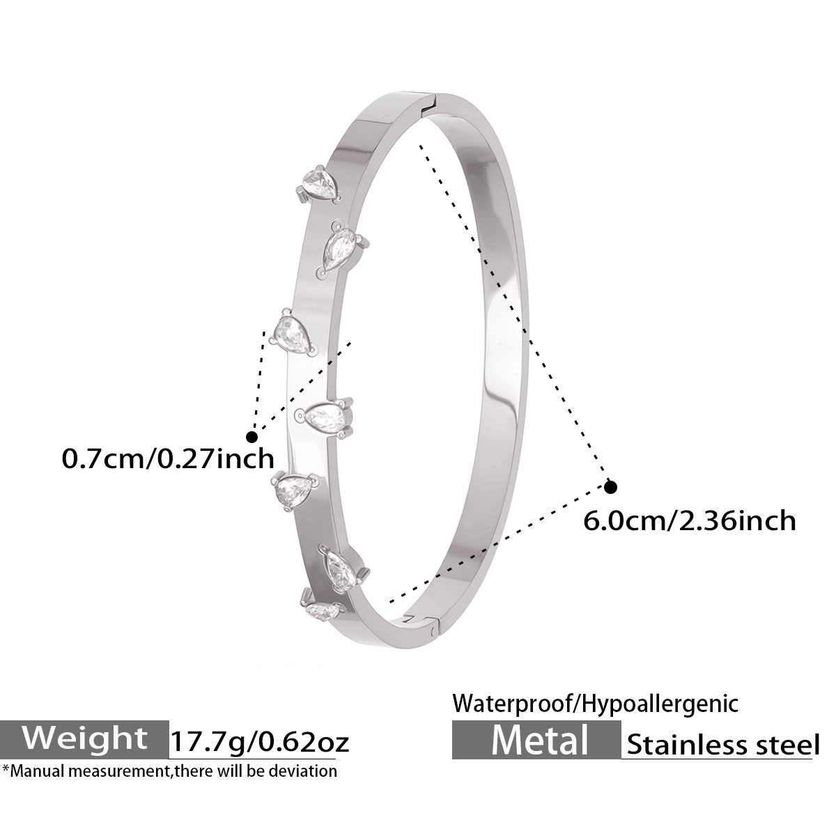 Four Designs Stainless Steel Zircon Bracelet with Secure Clasp and Sparkling Stones