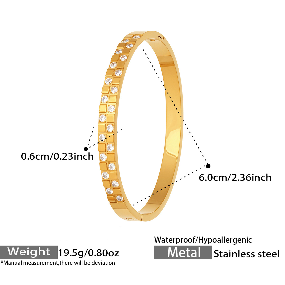 Four Designs Stainless Steel Zircon Bracelet with Secure Clasp and Sparkling Stones