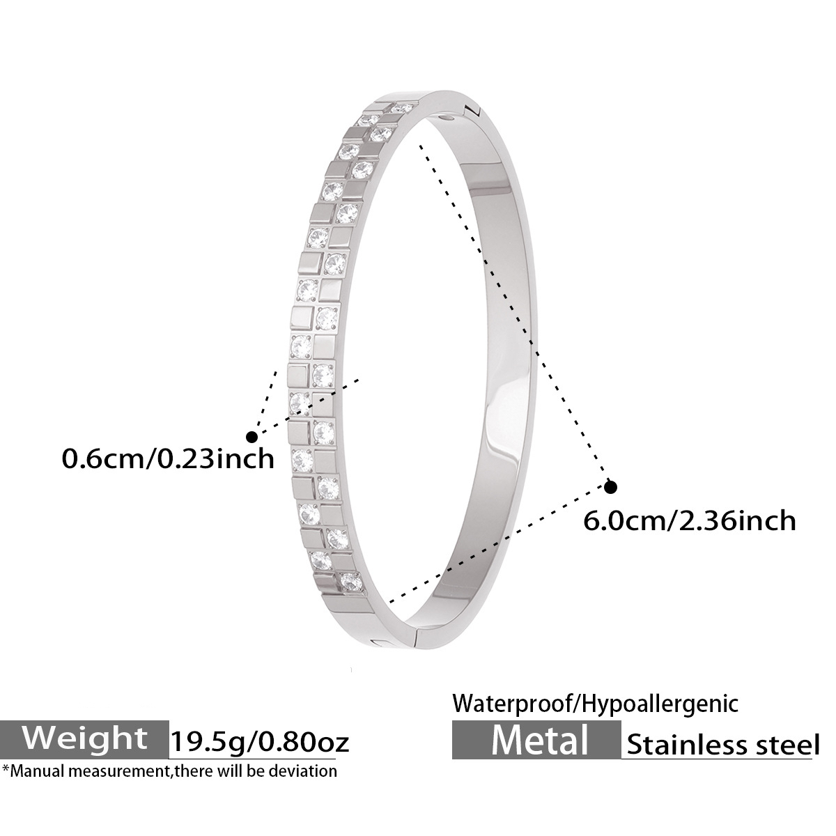 Four Designs Stainless Steel Zircon Bracelet with Secure Clasp and Sparkling Stones