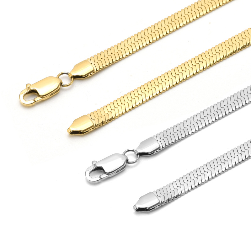 Stainless Steel Herringbone Blade Necklace 6.5mm Customizable Logo