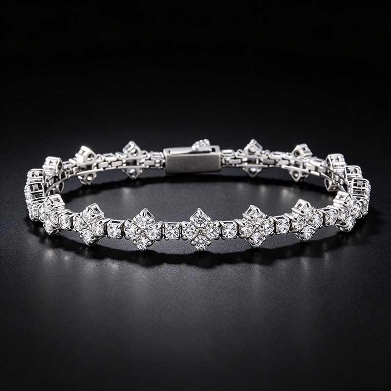 Luxury Full Zirconia Clover Tennis Chain Bracelet Available in Three Colors