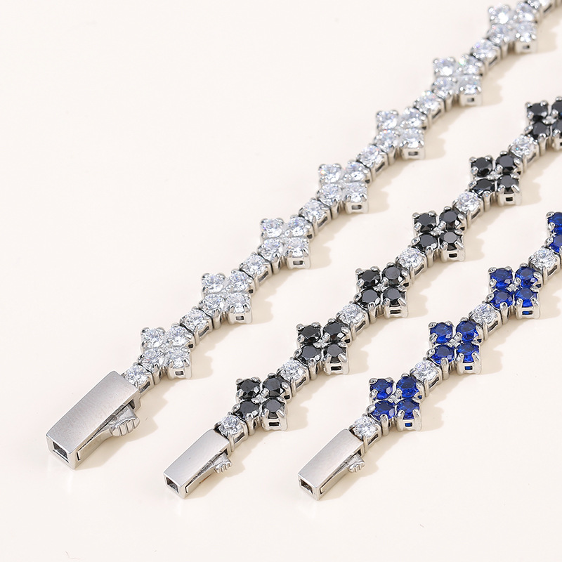 Luxury Full Zirconia Clover Tennis Chain Bracelet Available in Three Colors