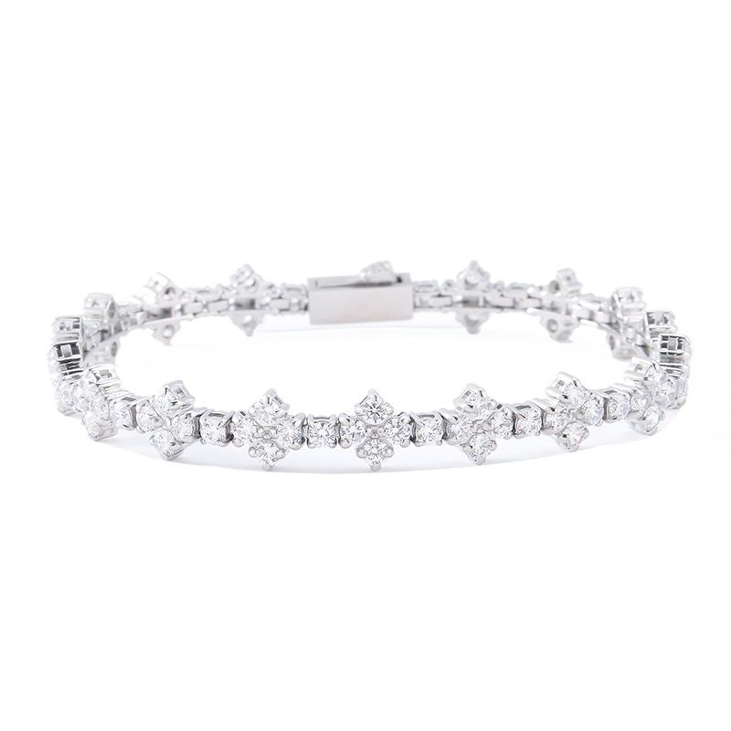 Luxury Full Zirconia Clover Tennis Chain Bracelet Available in Three Colors
