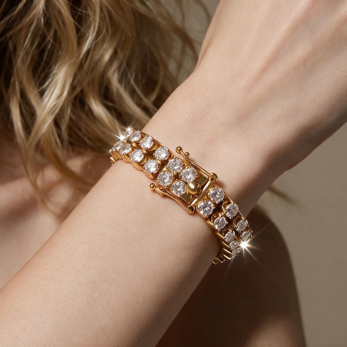 Stainless Steel Double Row Full Zirconia Tennis Bracelet