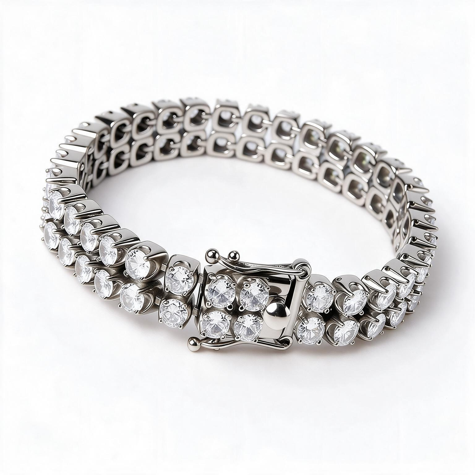 Stainless Steel Double Row Full Zirconia Tennis Bracelet