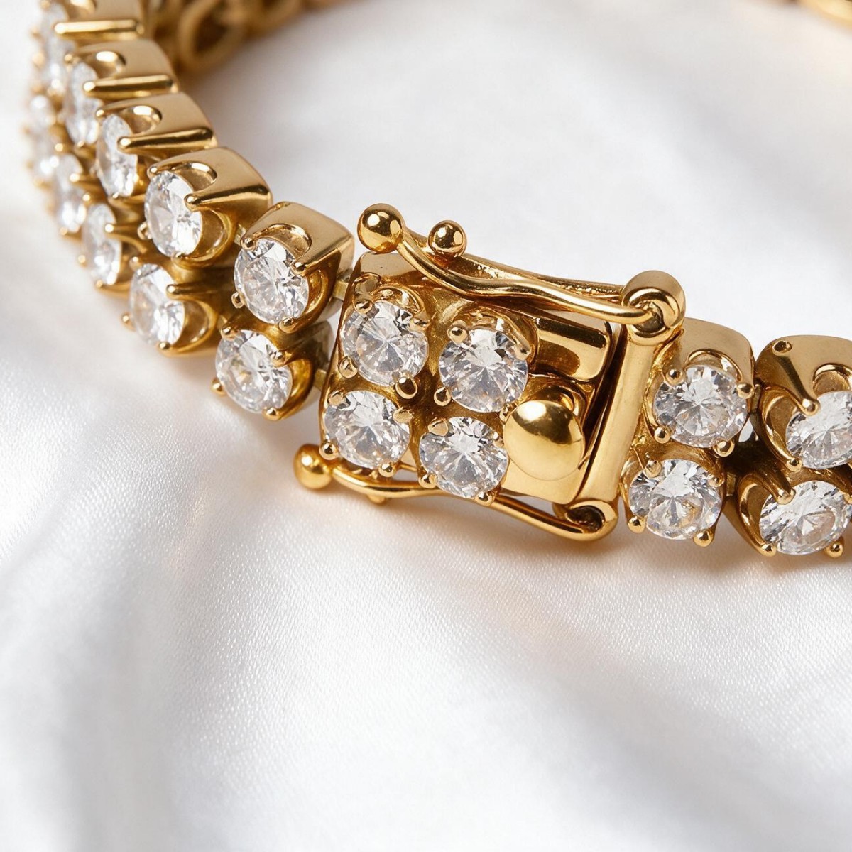 Stainless Steel Double Row Full Zirconia Tennis Bracelet