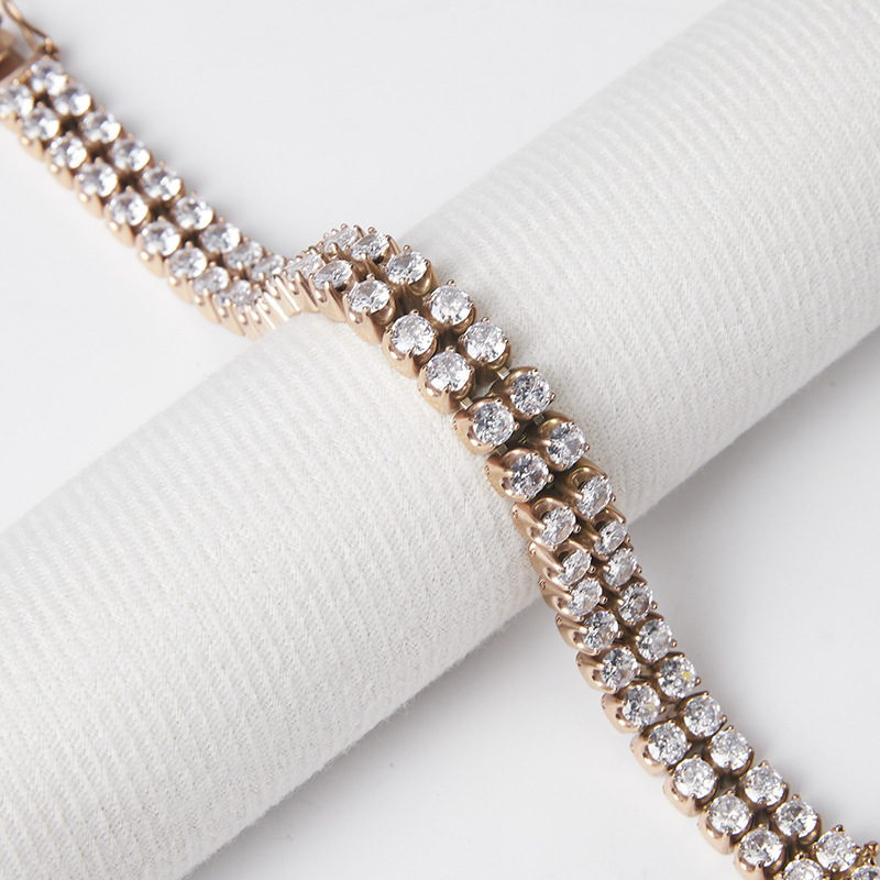 Stainless Steel Double Row Full Zirconia Tennis Bracelet